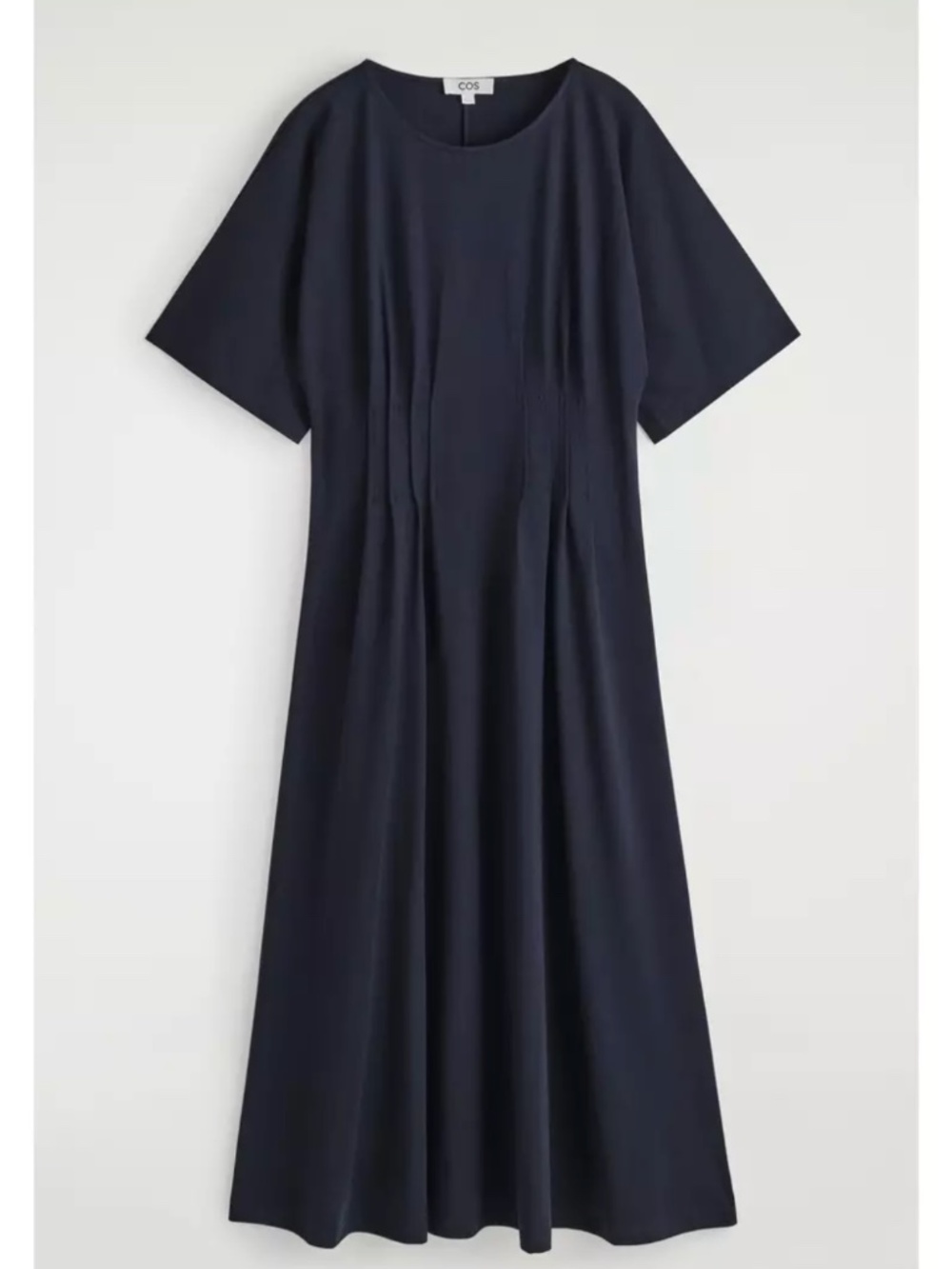 COS PINTUCKED COTTON MINI DRESS - Black - Size L